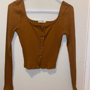 Orange button down crop top
